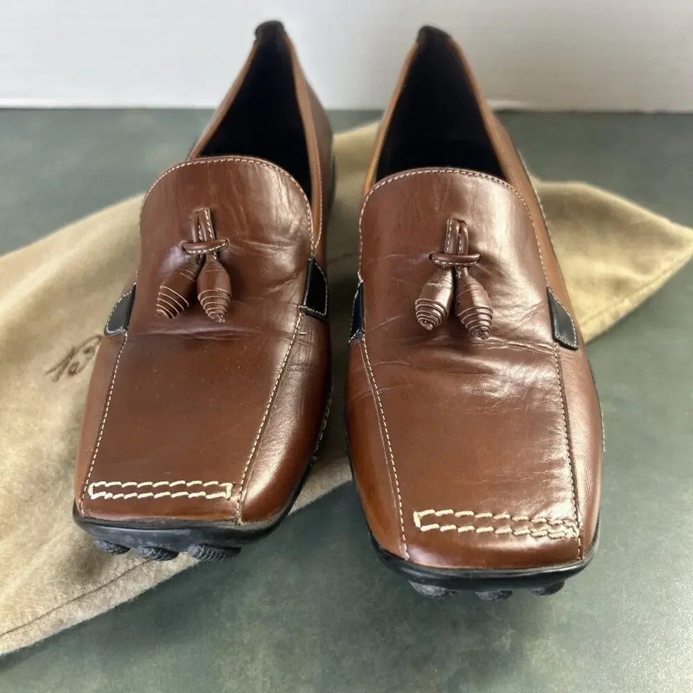 Sesto Meucci Italy Leather Tassel Driving Loafers Womens Size 5 Vintage